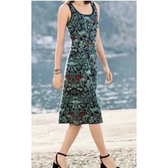 Peruvian Connection Pima Cotton Sleeveless Knit Jacquard Midi Dress Size XS - Picture 14 of 14